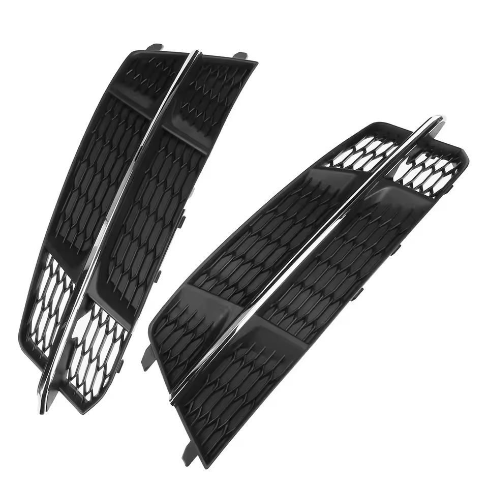 Audi A6 S-Line / S6 C7 Facelift Gloss Black Fog Light Grills (2016-2018)