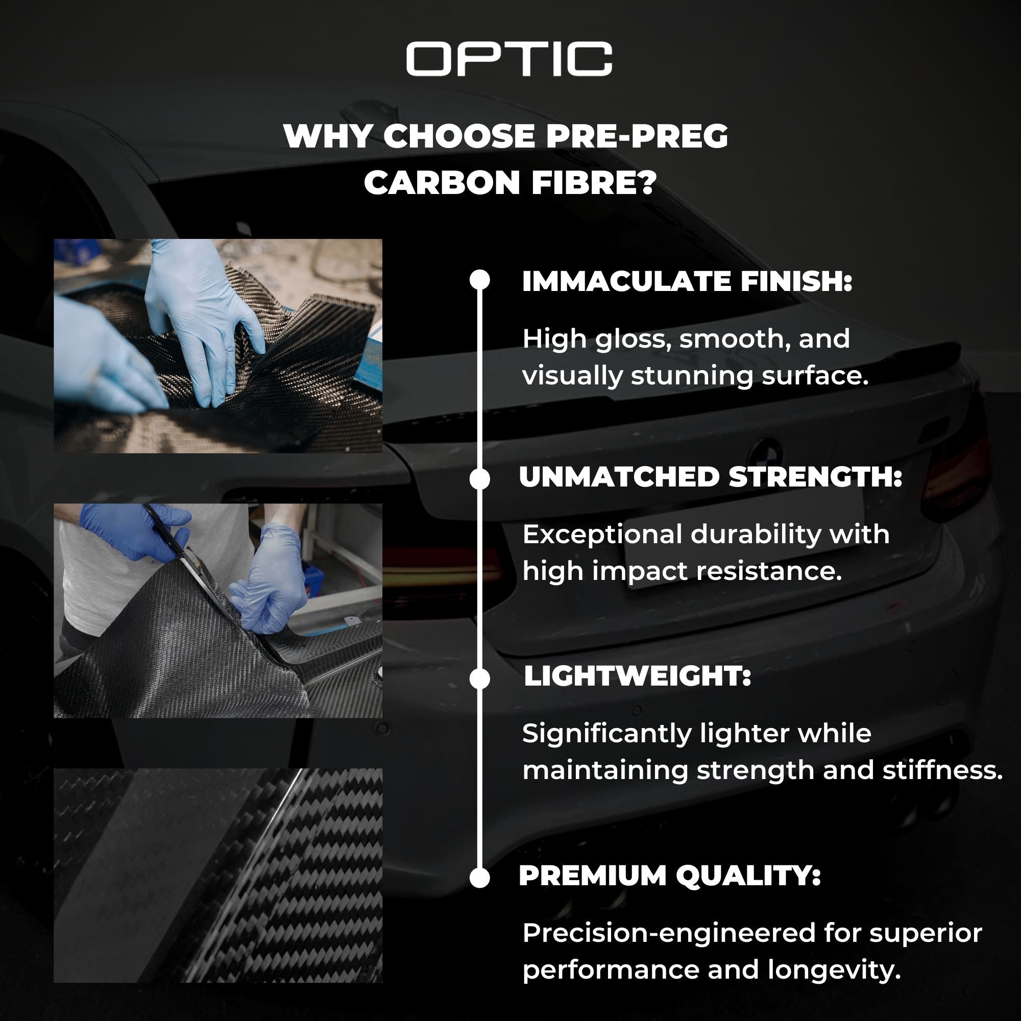 BMW 2 Series & M2 F22 F87 Pre-Preg Dry Carbon Fibre Cs Style Rear Spoiler By OPTIC (2014-2021)